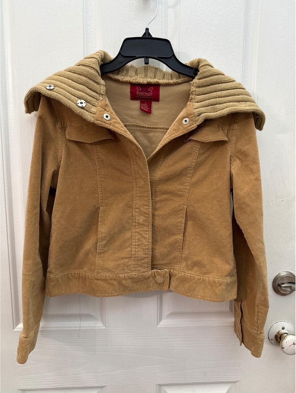 Paris Blues Women's Large Tan Corduroy Jacket with Knit Collar